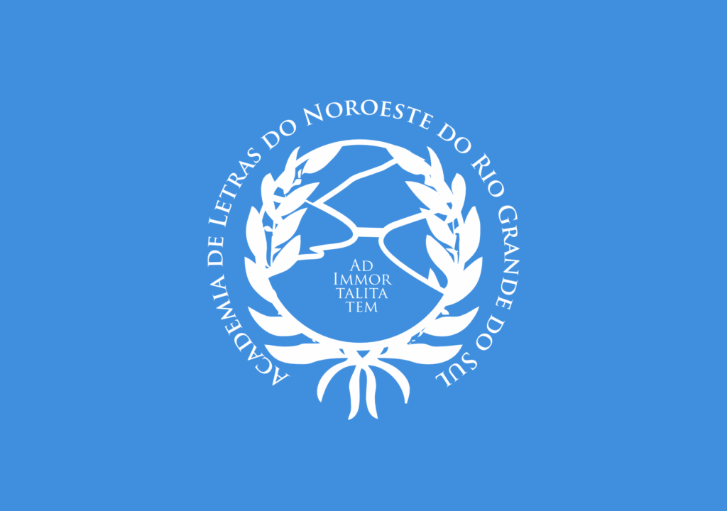 Bandeira da Alenrio: brasão branco sobre fundo azul